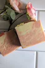 Load image into Gallery viewer, Strawberry Rose-4.5 oz Bar of Goat Milk Soap Rose Clay Strawberry Floral Natural Fragrance
