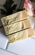 Load image into Gallery viewer, Lemon Poppy Seed-4.5 oz Bar of Goat Milk Soap- Lemon Essential oil Natural Lemon Fragrance
