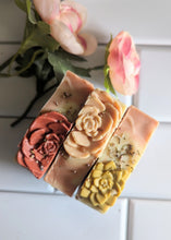 Load image into Gallery viewer, Strawberry Rose-4.5 oz Bar of Goat Milk Soap Rose Clay Strawberry Floral Natural Fragrance
