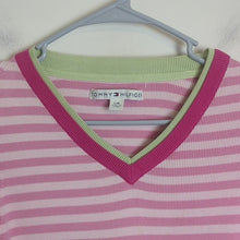 Load image into Gallery viewer, 2004 Tommy Hilfinger Y2K Cropped Preppy Tight Knit Sweater Pink Women&#39;s Size L
