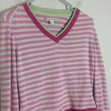 Load image into Gallery viewer, 2004 Tommy Hilfinger Y2K Cropped Preppy Tight Knit Sweater Pink Women&#39;s Size L
