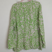 Load image into Gallery viewer, 100% Linen Button-up Tunic Top Boho Floral Brat Green Women&#39;s 22W
