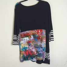 Load image into Gallery viewer, Patchwork Art to Wear Stretch  Asymmetrical Pull-Over Tunic Women Size Large
