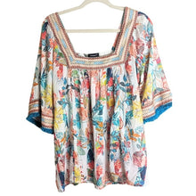 Load image into Gallery viewer, Litzy Jade Top Bright Floral Embroidered Pullover Fringe Women&#39;s Size XL
